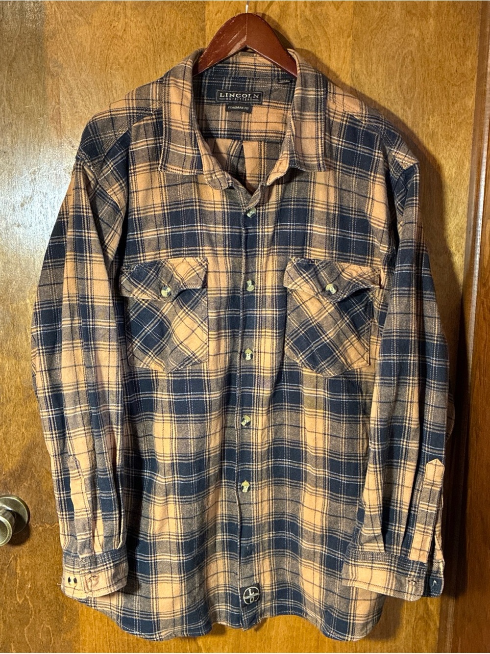 Lincoln Outfitters Heavyweight Foreman Fit Flannel Sz 2XLR Navy/Tan Gorpcore